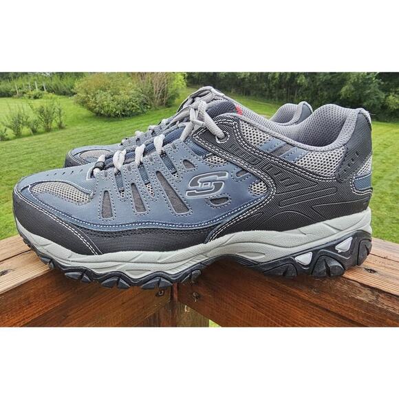 Skechers Mens After Burn Memory Foam 50125EWW Black Gray Shoes Sneakers Sz 10.5 - Picture 3 of 7